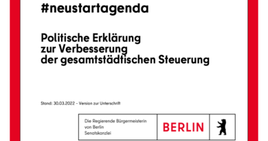 #Neustartagenda -politische Erklärung zur Verbesserung der gesamtstädtischen Steuerung der Stadt Berlin