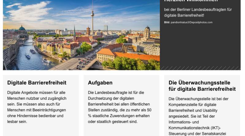 Screenshot der Website Landesbeauftragte für digitale Barrierefreiheit Berlin.de